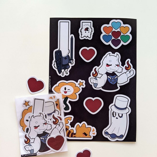 Undertale | Toriel Flowey Napstablook Monster Kid | 6" x 8" Sticker Sheet | Handmade | 9 Stickers Total