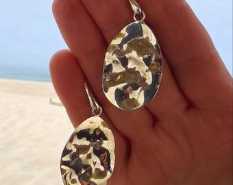 Organic Hammered Silver Drop Earrings | Handmade Statement Jewelry
