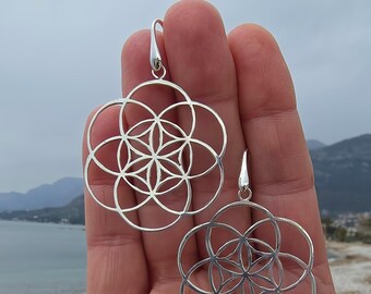 Flower of Life Silver Earrings
