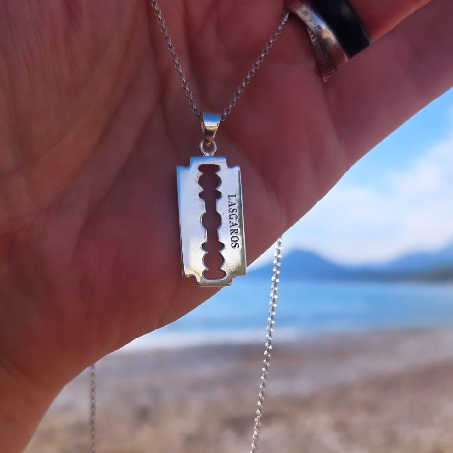 Razor Blade Heart Necklace Personalized Engraved Razor Blade