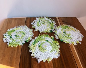 Crochet Coasters Green Tie-Dye