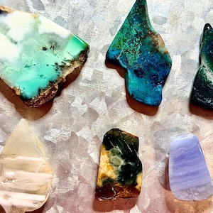 6 Variety of High End Stones. Blue Lace, Chrome, Waterline, Morrisonite Agate/ Jasper Magnets “Eclipso”