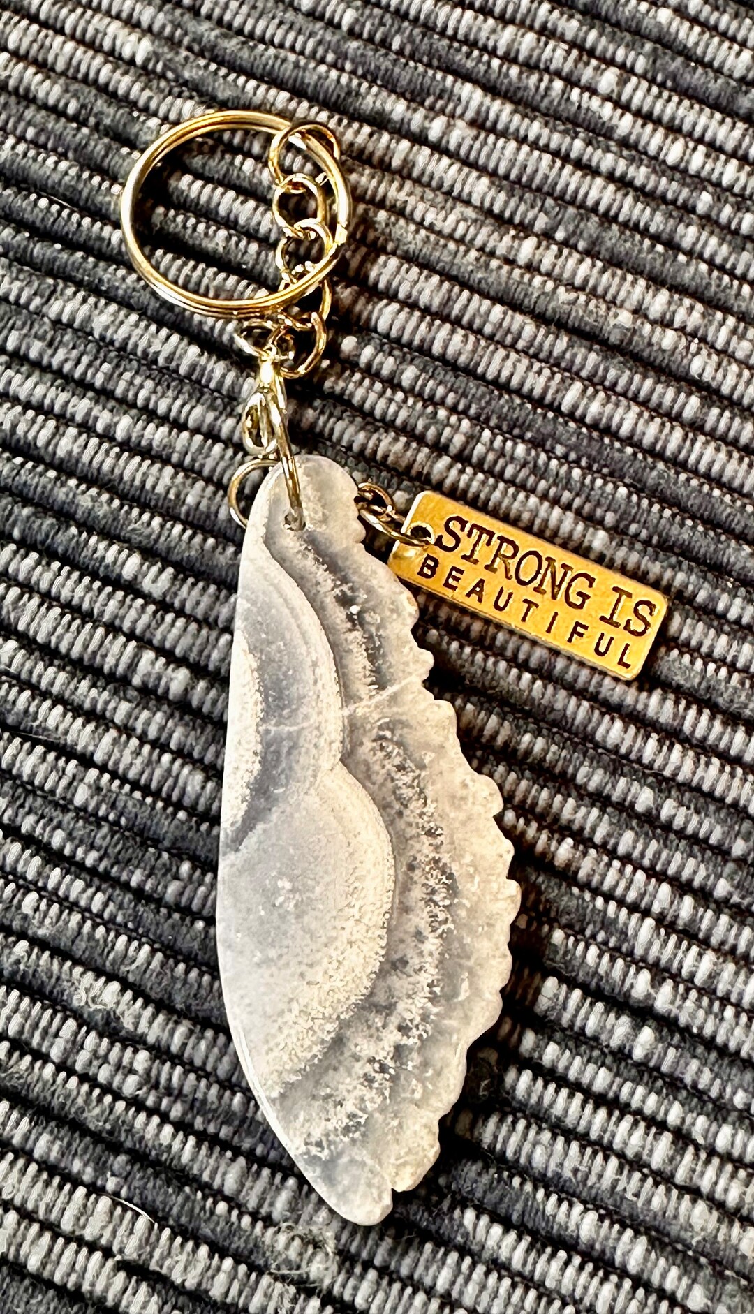 African Blue Lace Agate Keychain With Quote Charm - Etsy