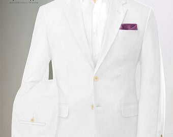 Costume homme personnalisé trois pièces haut de gamme de couleur blanche pour mariage, fiançailles, anniversaire, bal de promo, tenue de marié et costume pour homme