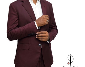 Men Suit Slim Fit Designer Two Piece Burgundy Men's Suit For Wedding, Engagement, Anniversary, Prom, Groom wear Available Ready in Stock