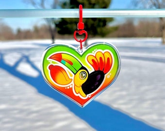Toucan Heart Shaped Acrylic Keychain