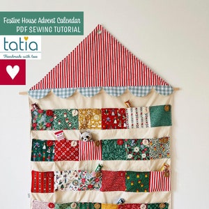 Feestelijke huisadventskalender pdf-naaipatroon - DIY kerstwanddecoratie