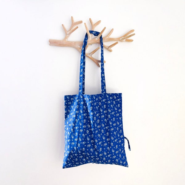 Floral Cotton Tote bag -Eco Friendly Foldable Shopping bag - Stylish Market shopper-Cotton tote bag-Stofftasche - Sac tote pliable