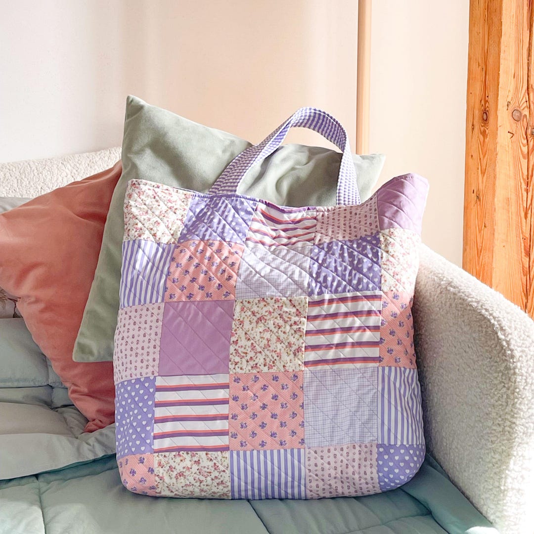 TOTE BAG - LARAMIE PATCHWORK LIGHT BLUE