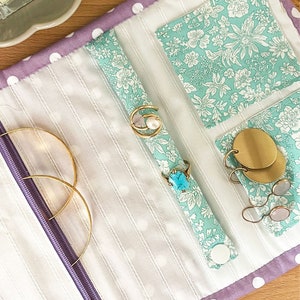 Pochette de voyage en tissu pour bijoux - Pochette de voyage pliable et rouleau - Organiseur de bijoux - Rangement en tissu pour bijoux