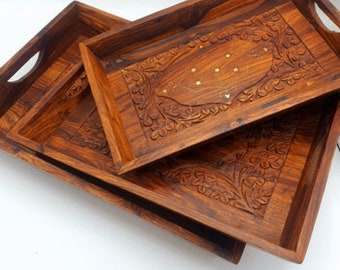 Trays Set Of 3 Wooden Handi-Craft