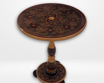 Wooden Handi Craft Table - Black, Red & Golden