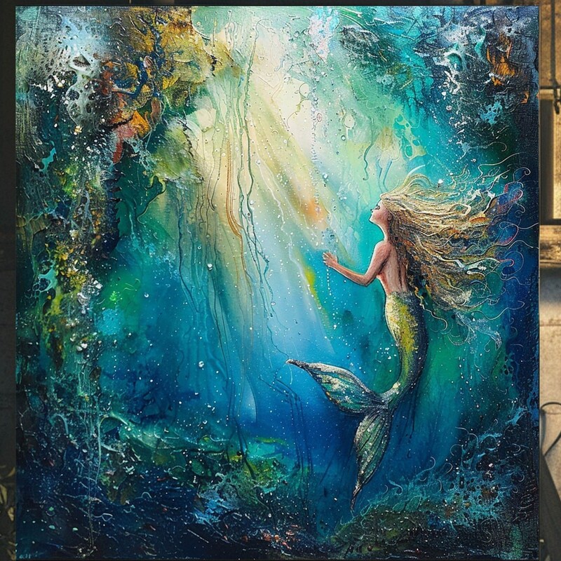 Mermaid Paintings Etsy