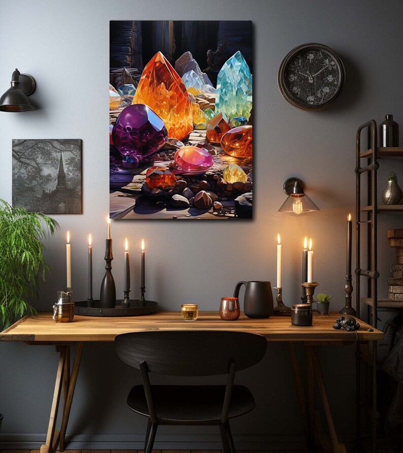 Crystal Healing Canvas Art, Crystal Art Decor, Mystical Crystal