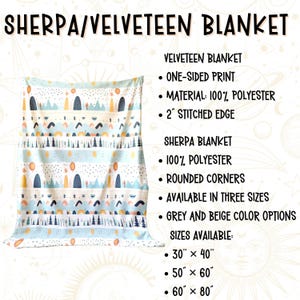 Mystical Moon Velveteen Blanket, Moon Art Sherpa Blanket, Cozy Throw Celestial Design image 4