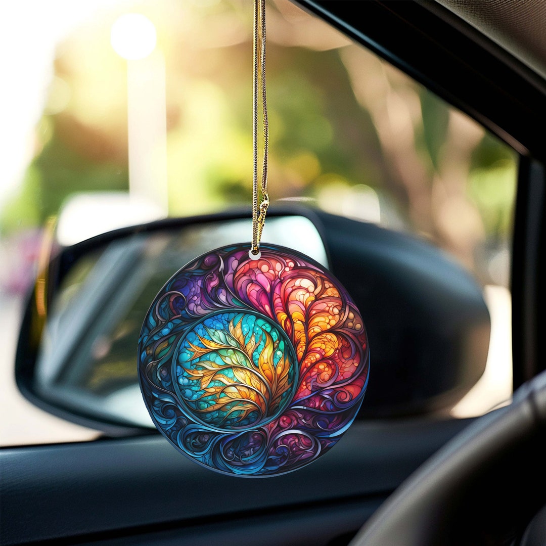 Stained Glass Painting Ornament, Stained Glass Ornament, Car