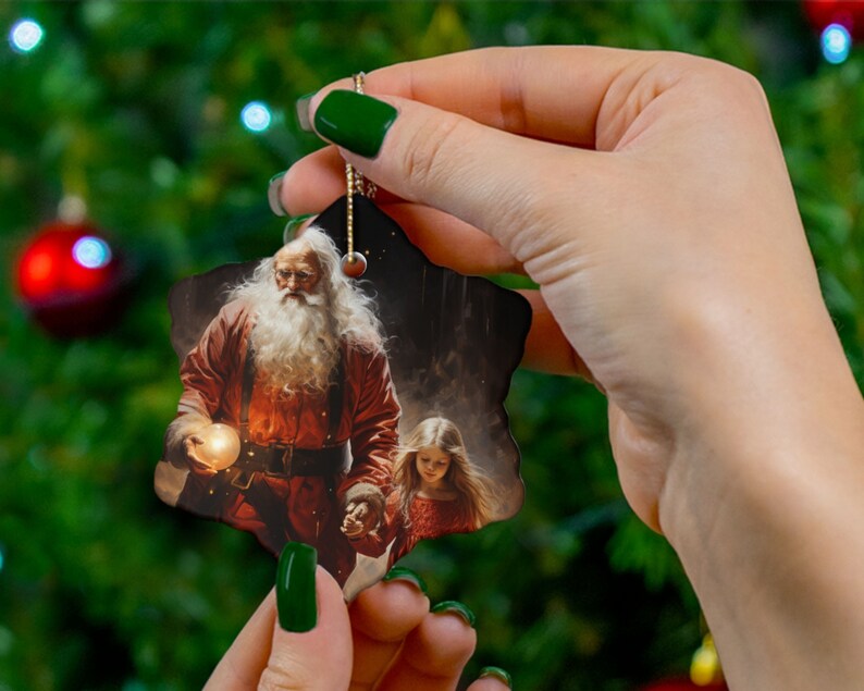 Santa With a Girl Ornament, Santa Claus Christmas Ornament, Christmas