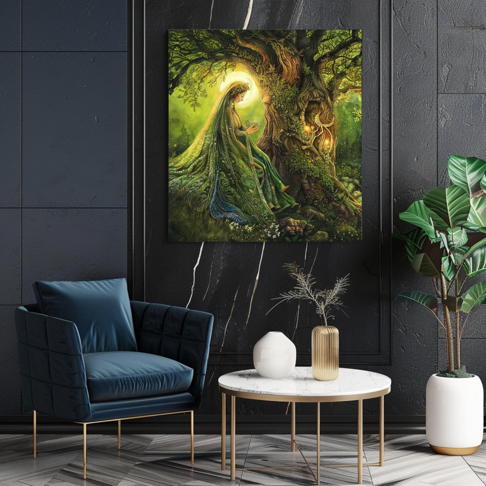 Mystical Mother Earth Canvas Wall Art, Gaia Painting, Nature Inspired ...