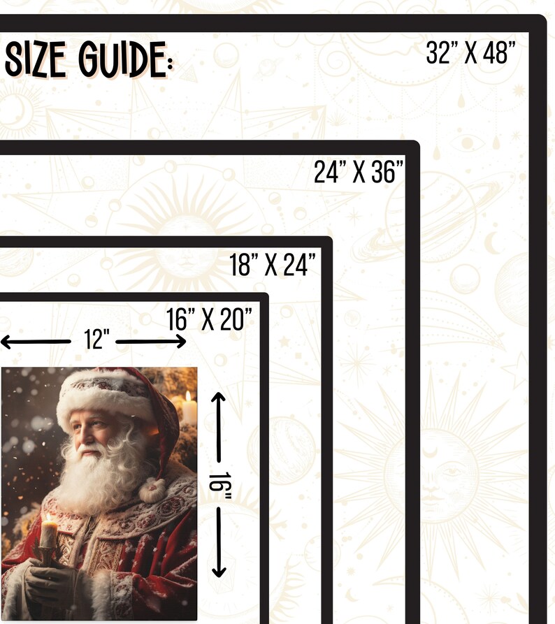 Santa Canvas Print, Santa Winter Painting, Santa Portrait, Vintage