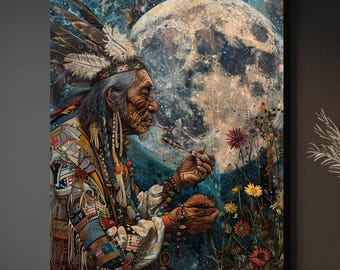 Shaman Shamanism Canvas Wall Art, Sacred Shamanic Home Decor, Ancient Wisdom Wall Art, Spiritual Connection Wall Art, Ethnic Art