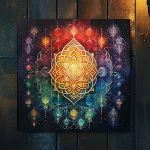 Mystical Chakra Canvas, Chakra Wall Decor, Yoga Room Decor, Zen Gifts, Zen Canvas Art, Meditation Art, Yoga Room Wall Decor, Zen Canvas Art
