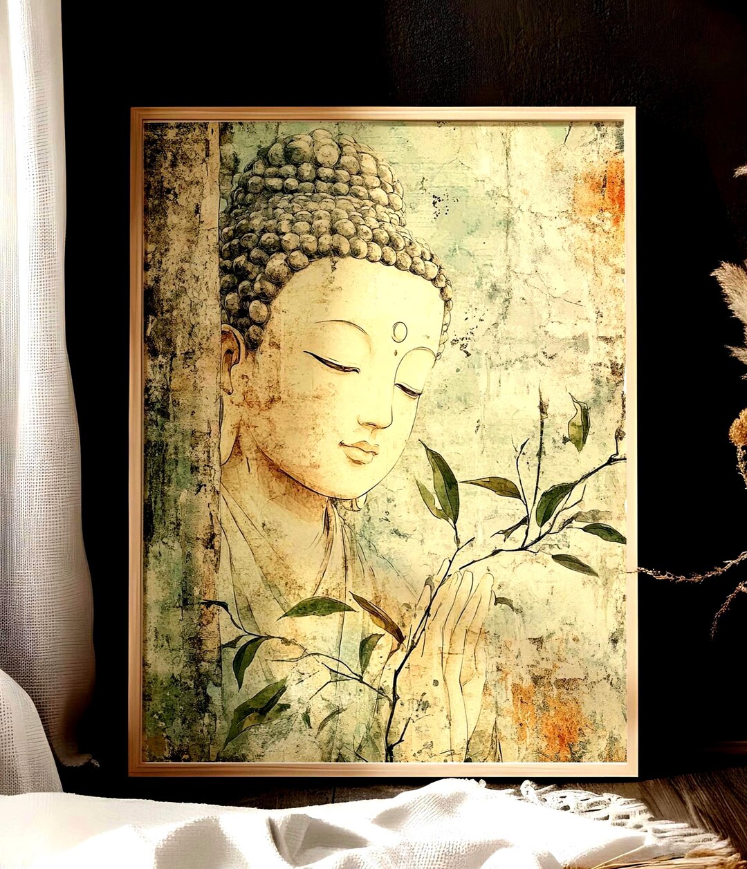 Buddha Meditation Wall Art, Zen Spiritual Illustration Canvas ...