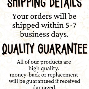 a sign that says shipping details your orders will be shipped within 5 - 7 -