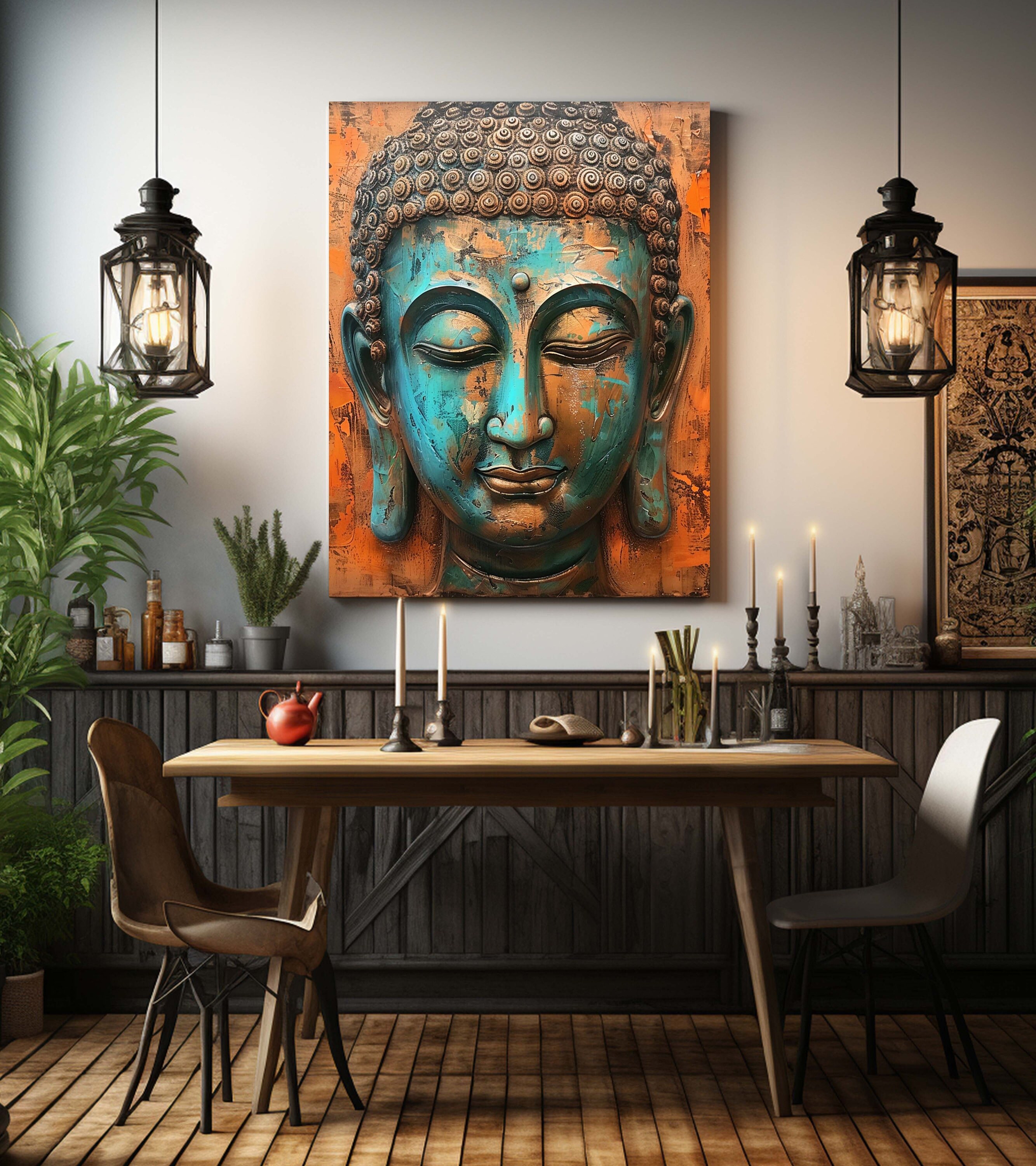 Teal Buddha Wall Art, Buddha Wall Art, Buddha Canvas Art, Buddhism