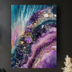 Tableau Abstrait Vert Menthe Sur Toile - Décoration Murale Handmade