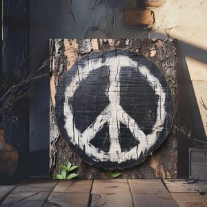Rustic Peace Sign Canvas, Distressed Peace Sign, Peace Sign Canvas, Peace Sign Art, Gift For Hippie, Hippie Room Decor, Hippie Wall Decor