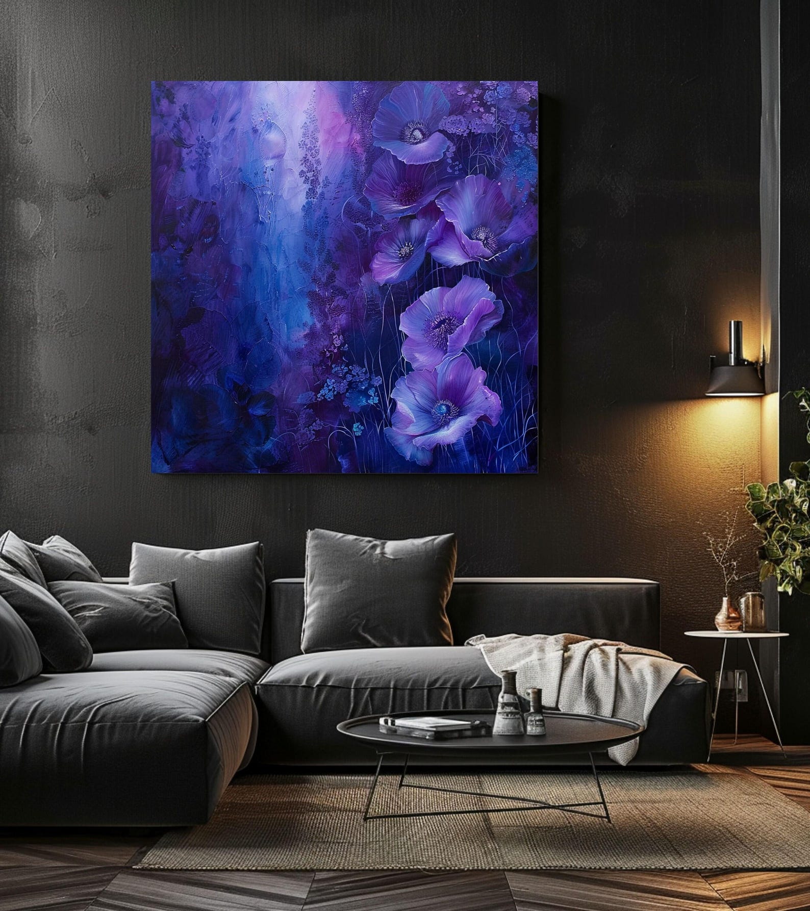 Abstract Purple Canvas Art Amethyst Indigo Abstract Canvas Decor Abstract Purple Canvas Art Amethyst Indigo Abstract Canvas Decor