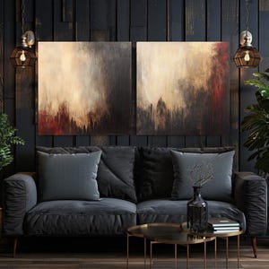 Minimalist Wall Art Canvas, Natural Abstract Wall Decor, Large Square Wall Canvas, Mystical Wall Art, Above Bed Decor, Set of 2 Wall Art