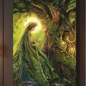 Mystical Mother Earth Canvas Wall Art, Gaia Painting, Nature Inspired, Goddess Art, Gift for Nature Lovers, Mystical Home Decor