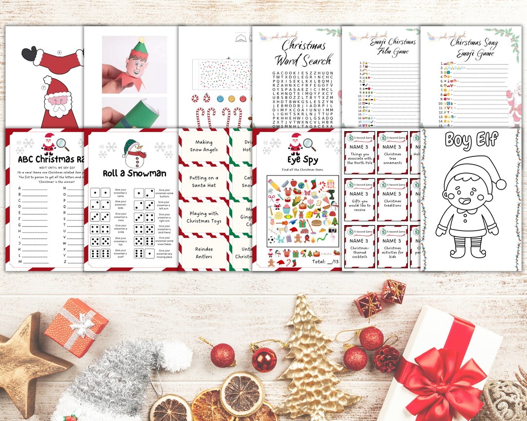 Christmas Themed Games Bundle Christmas Party Games Winter Etsy