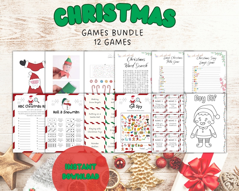 Printable Christmas Games for Families Bundle Christmas Party Etsy
