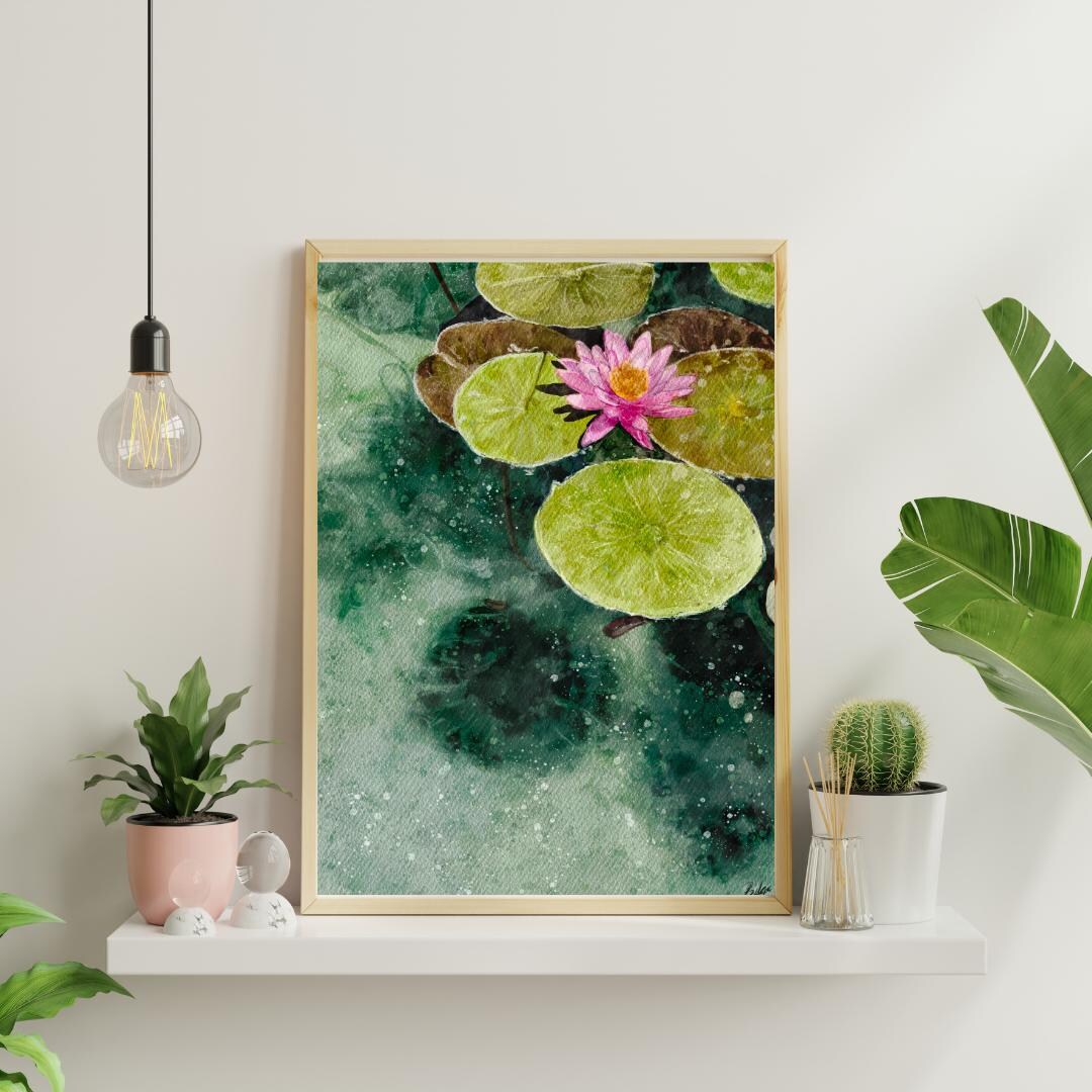 Watercolor Lotus Flower Art Print – Botanical Wall Art Poster – Minimal ...