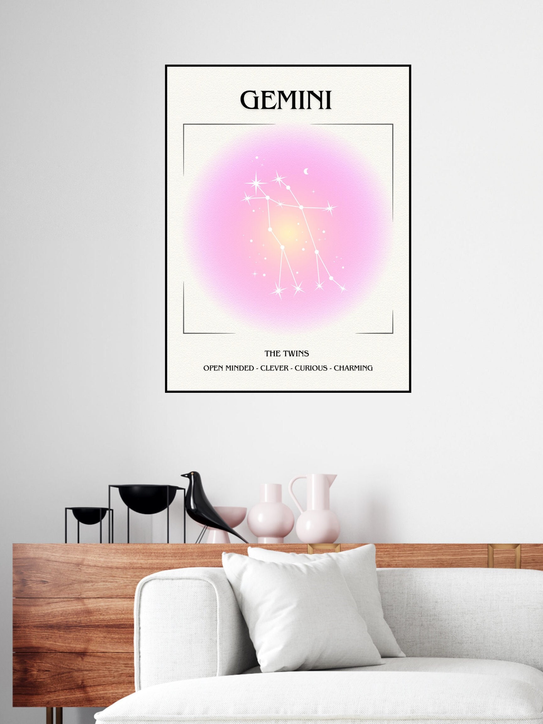 Gemini Poster, Aesthetic Gemini Poster, Zodiac Sign Poster, Gemini ...