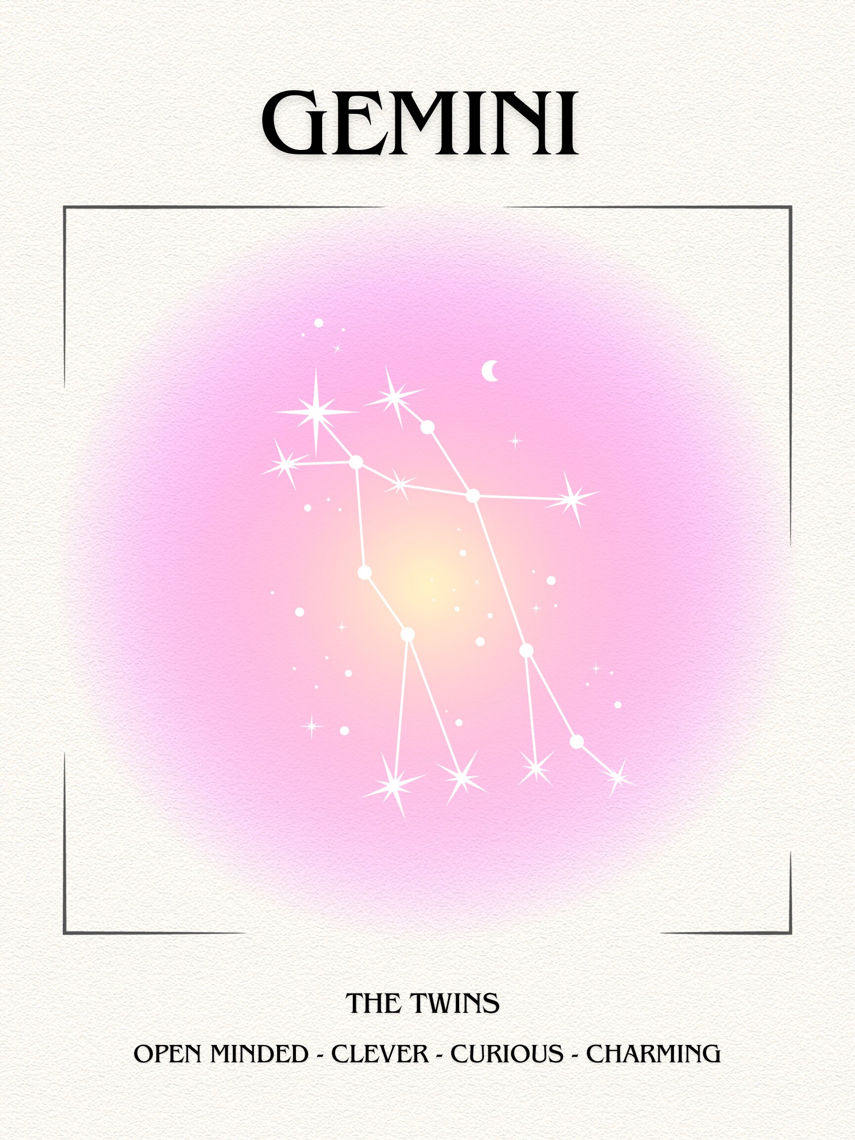 Gemini Poster Aesthetic Gemini Poster Zodiac Sign Poster - Etsy