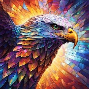 25 Stained Glass Eagle Bundle PNG - High Resolution Big Stained Wall Art Bundle - Glass Paint Sublimation - Digital Paper