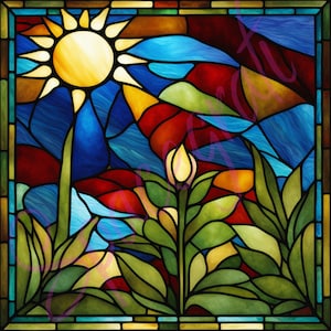 50 Stained Glass Suncatcher Bundle PNG - High Resolution Big Stained Wall Art Bundle - Glass Paint Sublimation - Digital Paper