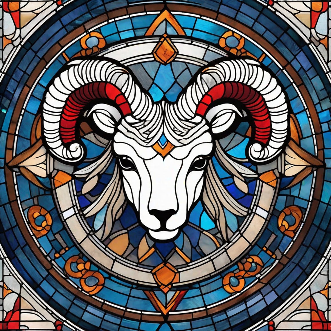 50 Stained Glass Rams Bundle PNG - High Resolution Big Stained Wall Art ...