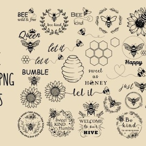 Bee SVG Bundle Outline Clipart, Bee svg bundle, Queen Bee Svg, Bee Hive Svg, Honey Bee Svg, Honeycomb Svg, Bee path bundle SVG