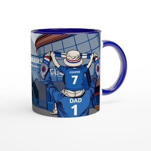 Mug personnalisé papa et enfant Rangers – Cadeau personnalisé Ibrox Stadium