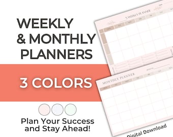ADHD-Friendly Weekly and Monthly Planner: DIY Printable, Laminate, and Fridge-Hang in 3 Vibrant Colors