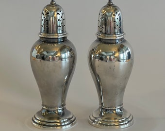 Vintage Antique Sterling Salt and Pepper Set, Marked- Set of 2