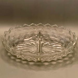 Fostoria American clear glass divided dish beautiful