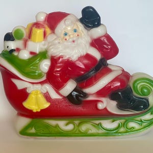 Vintage Christmas Santa on sleigh blow mold