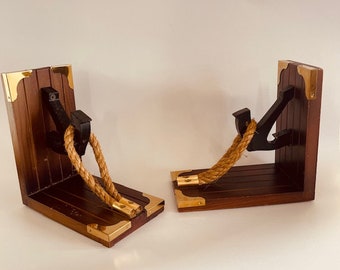 Vintage nautical wall shelf bookends