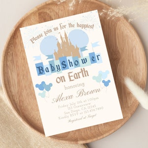 Happiest Baby Shower on Earth Invitation - Disneyland Theme - Mickey & Minnie - Customizable - Instant Download - 003