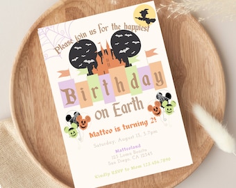 Halloween Disneyland Birthday Invitation - Happiest Birthday on Earth- Editable - DIY - Vintage Disneyland - Invite - Spooktacular - 010